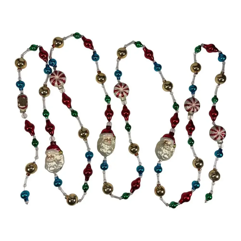 Thomas Pacconi 104” Santa & Peppermint Blown Mercury Glass Christmas Garland
